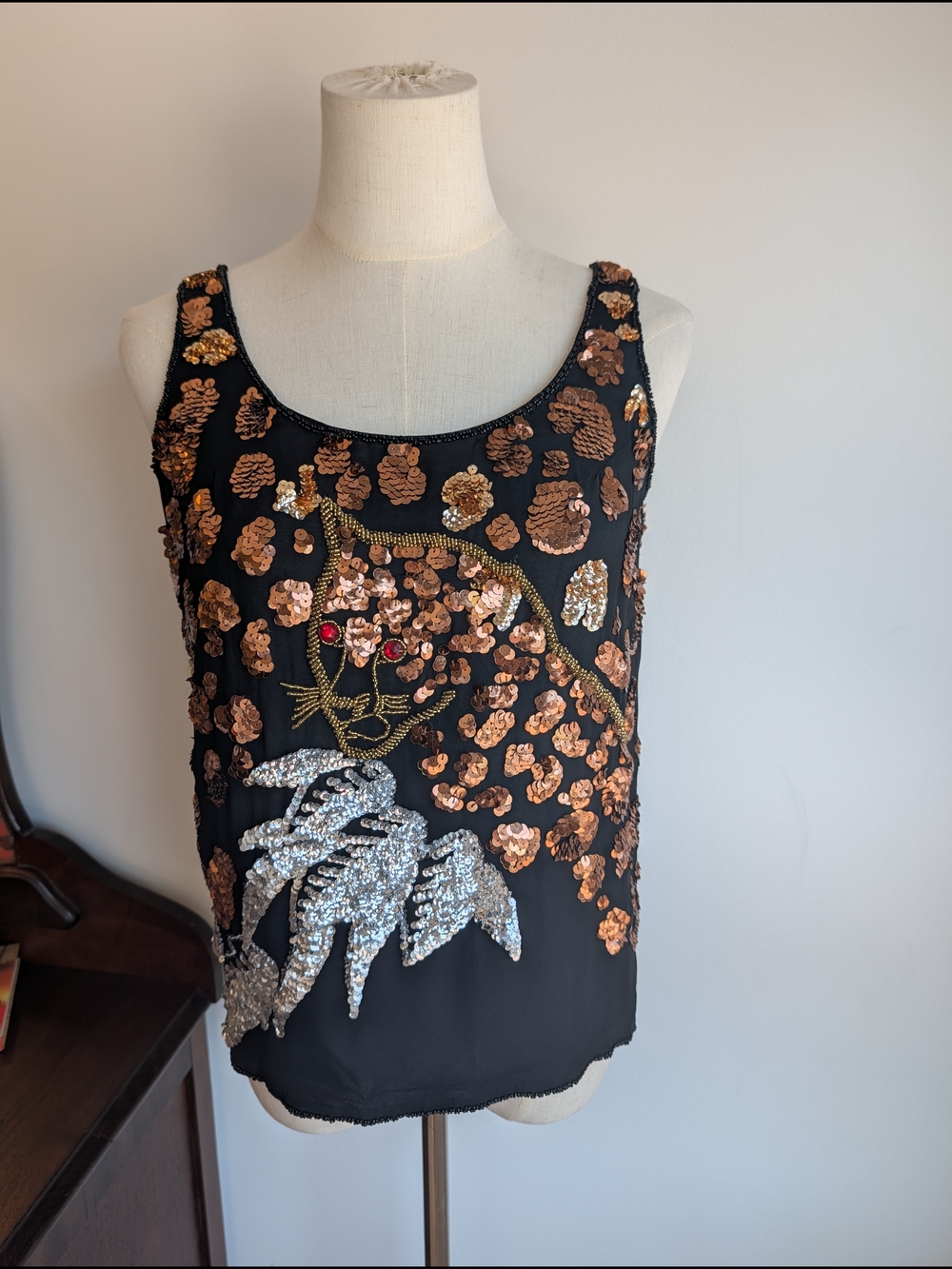 Vintage/ Iconic Mark Cheung Black Sequin/Beaded Cami